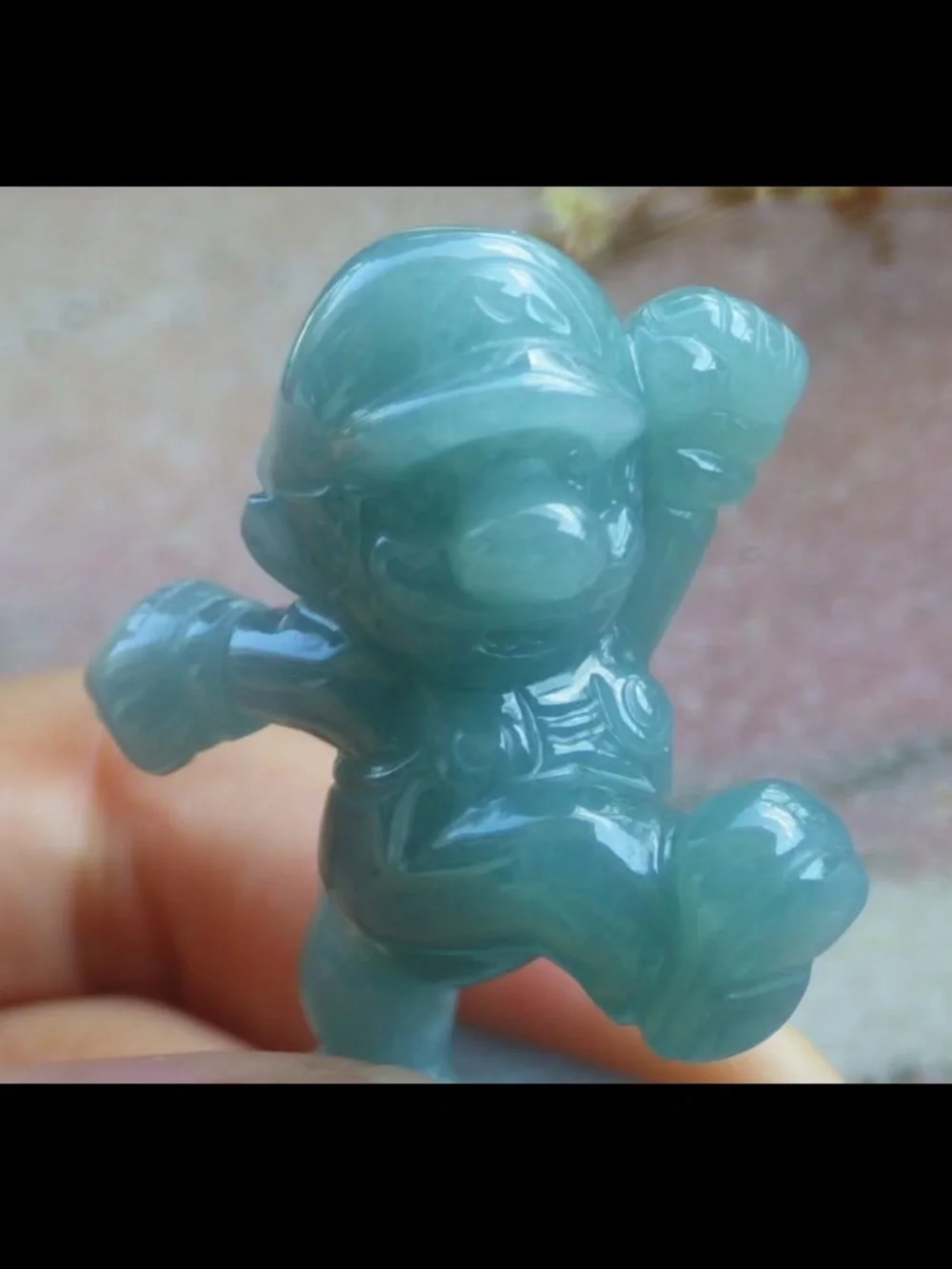 Mario water blue light green Jadeite Jade Display mario kick Cartoon seal chop